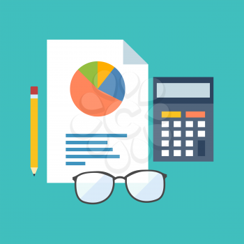 Accounting concept. Flat design stylish. Isolated on color background