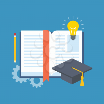 Education, learning, studying concept. Flat design. Isolated on color background