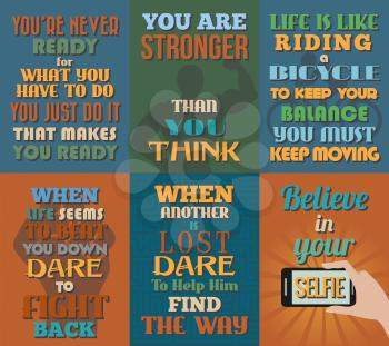 Unusual motivational and inspirational quotes posters. Set 12. Vector illustration