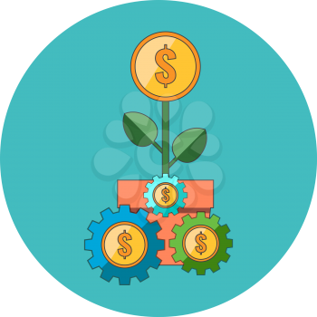 Profit strategy concept. Flat design. Icon in turquoise circle on white background