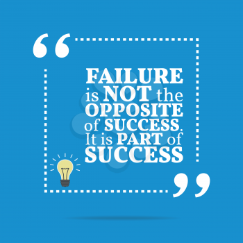 Inspirational motivational quote. Failure is not the opposite of success. It is part of success. Simple trendy design.