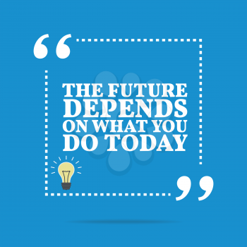 Inspirational motivational quote. The future depends on what you do today. Simple trendy design.