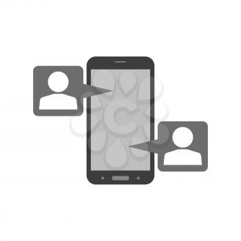Mobile phone chatting icon. Symbol in trendy flat style isolated on white background. Illustration element for your web site design, logo, app, UI.