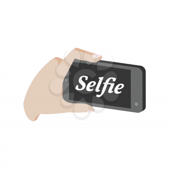 Taking selfie photo on smartphone symbol. Flat Isometric Icon or Logo. 3D Style Pictogram for Web Design, UI, Mobile App, Infographic. Vector Illustration on white background.
