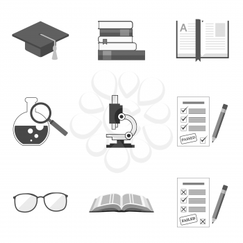 Set of education icons and symbols in trendy flat style isolated on white background. Vector illustration elements for your web site design, logo, app, UI.