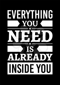 Motivational poster. Everything You Need is Already Inside You. Home decor for good self-esteem. Print design.