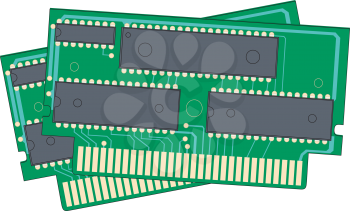 Illustration of two digital memory devices on a white background