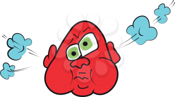 Illustration of angered cartoon head with steam on a white background