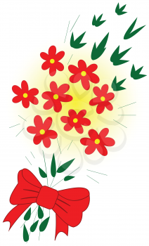Illustration of an abstract bouquet with bow