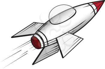 Illustration of cartoon space craft of white background