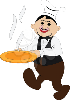 Illustration of chefs with dish on a white background