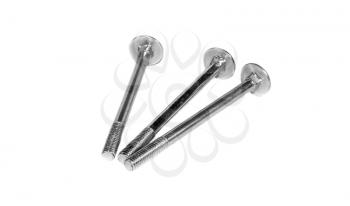 Three mounting bolts isolated on a white background