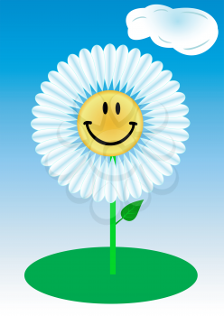Illustration funny a flower with a cloud