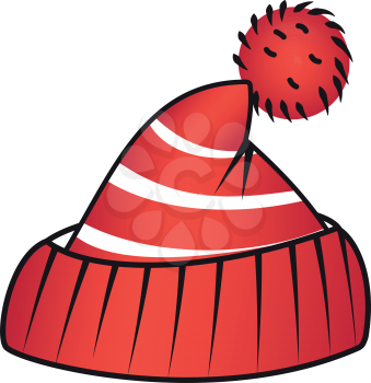 Illustration of a red sports beanie with a pompon
