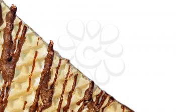 Piece of waffle cake isolated on white background