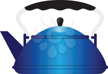 Illustration of blue metal teapot on a white background