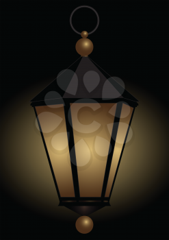 Illustration of luminous hand lamp on a dark background