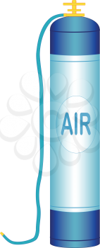 Illustration of an oxygen cylinder with a hose on a white background