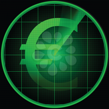 Illustration of a radar screen with the euro symbol