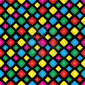 Illustration of seamless texture of colored squares on a dark background