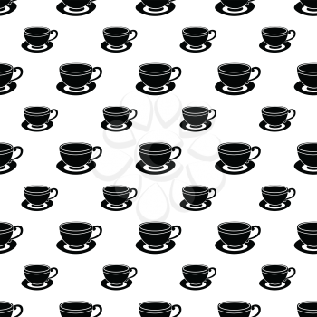 Illustration of seamless pattern of coffee cups on a white background