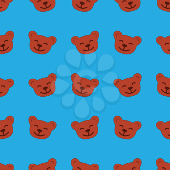 Illustration of seamless pattern teddy bear on a blue background