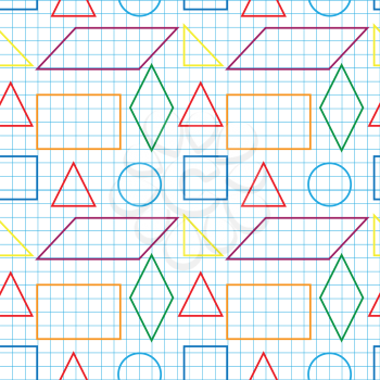 Seamless pattern with outlines of geomertical shapes