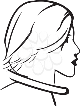 Illustration of a head of the girl on a white background
