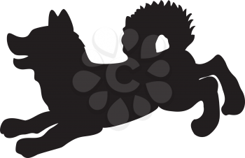 Illustration of a running dog silhouette on a white background