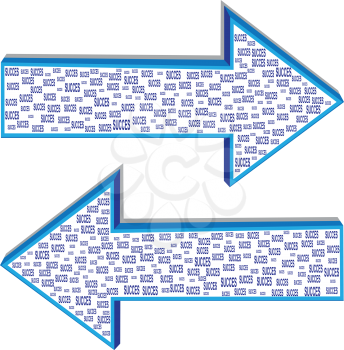 Illustration of two arrows of different directions with the word success
