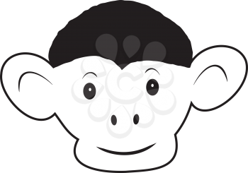 Illustration contour of cartoon head of the monkey