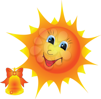 Illustration of a cartoon Sun with Bell on a white background