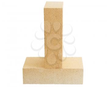 Figure of two building bricks isolated on white background