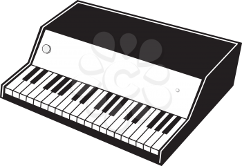 Illustration of electronic musical instruments on a white background