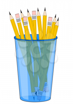 Illustration of a glass with pencils on a white background