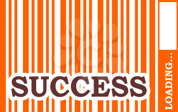 Brown success text in orange bar code. Loading bar. Relative for retail business