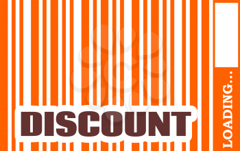Brown discount text in orange bar code. Loading bar. Relative for retail business