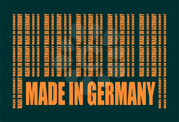 Made in Germany  in bar code. Lines consist of same words