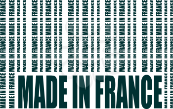Made in France  in bar code. Lines consist of same words