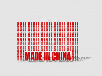 Made in China  in bar code. Lines consist of same words
