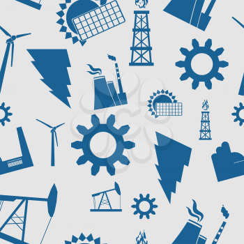 Energy and Power icons seamless pattern. Vector icon set of sustainable energy generation