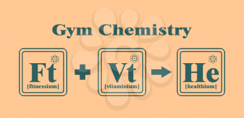 Fitness model metaphor. Creative Vector Typography Poster Concept. Health chemistry. Fictional chemical elements in reaction.