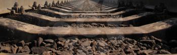 Railway track. Perspective view. Close up image