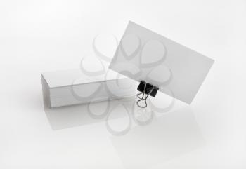 Photo of blank business cards. Template for branding identity for designers.
