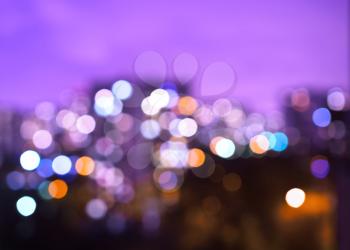 Horizontal pink night city bokeh background

