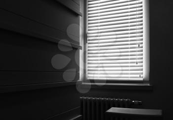 Black and white window blinds interior background