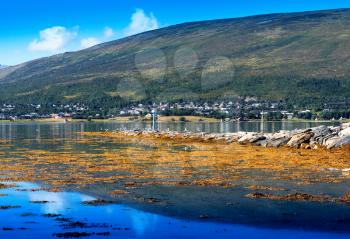 Fragment of outskirts of Tromso city background hd
