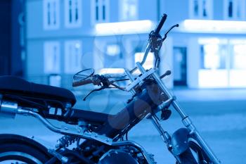 Blue moto bike in Tromso background hd