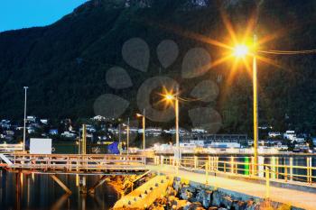 Night Tromso city pier background hd