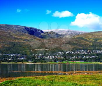 Fragment of outskirts of Tromso city background hd